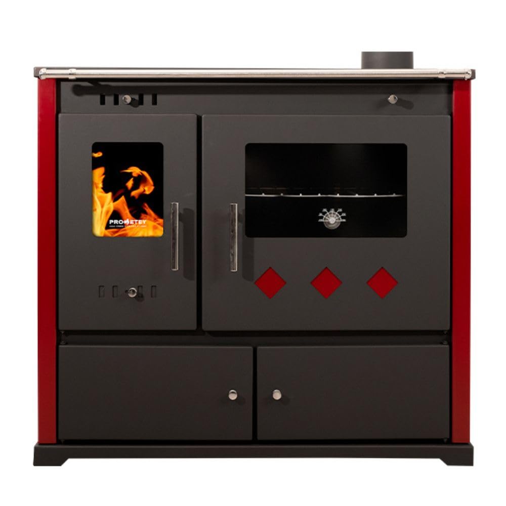 Prometey Practik Lux Holzofen mit Keramikplatte, 9,5 kW, Energieklasse A+