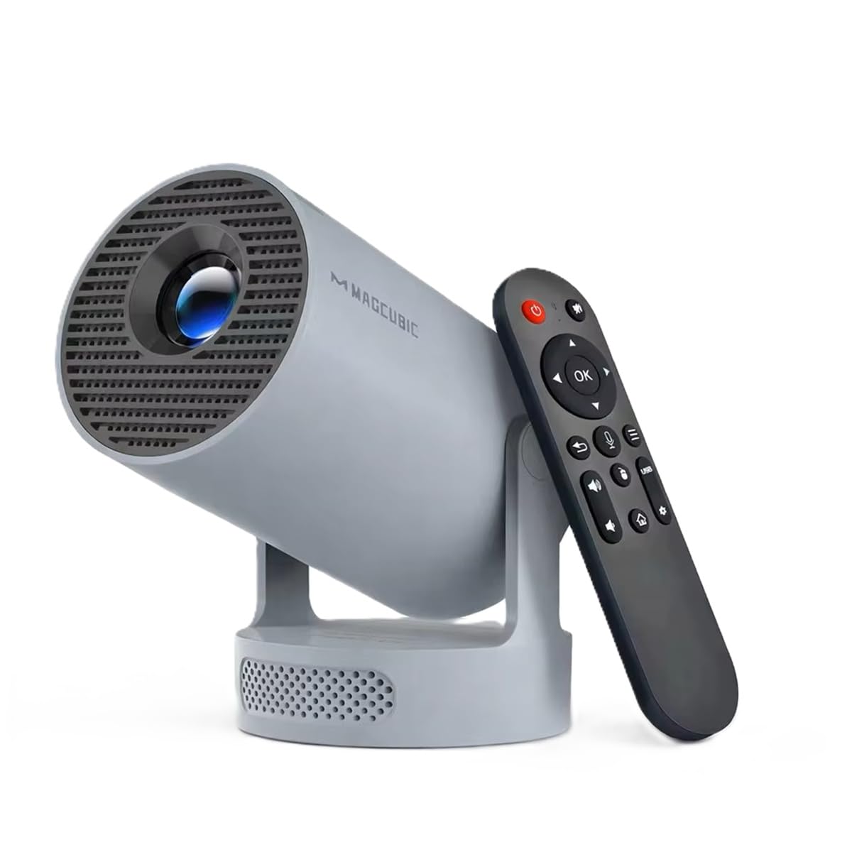 Projecteur HY300 Pro+ avec Haut-Parleur intégré 5 W, 1920 x 1080p, Android 14, 8 000 lumens, WiFi 6, BT5.4, Portable, pour l'extérieur (HY300 Pro New-Grey)