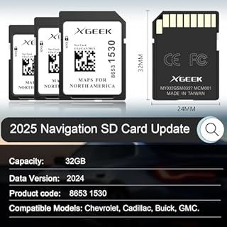 XGEEK 2025 Updated Version Navigation SD Card Map Update, Accessories 8653 1530 Compatible with GM Chevrolet, Cadillac, and Buick. Includes Maps for The USA, Canada, and Mexico