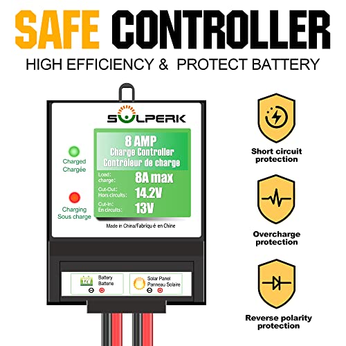 Solperk Solar Panel Kit 20W 12V, Solar Battery Trickle Charger Maintainer + Upgrade Controller + Adjustable Mount Bracket For Boat Car Rv Motorcycle Marine Automotive #TOP2