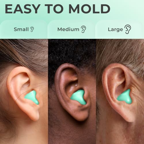 Image of Peace&Quiet PQ Wax Ear Plugs for Sleeping, Swimming - 50 Soft Noise Cancelling Silicone Gel Wax Earplugs for Sleep and Swimmers, Ear Protection with Sound Blocking Level of 32 Db, Green