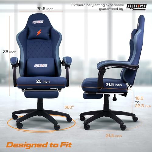 Baybee Drogo Throne Ergonomic Gaming Chair With Linkage Armrest,Foot Rest,& Adjustable Seat|Computer Chair With Fabric,Head & Massager Lumbar... - Image 3