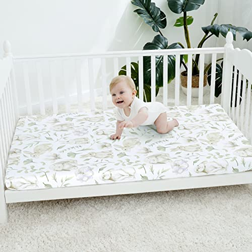 Tcbunny BLN-CS01-02 2 Pack Premium Fitted Baby Crib Sheets For Standard Crib Mattress - Ultra-Soft Cotton, Stylish Rabbit, And Garden Pattern thumb #4