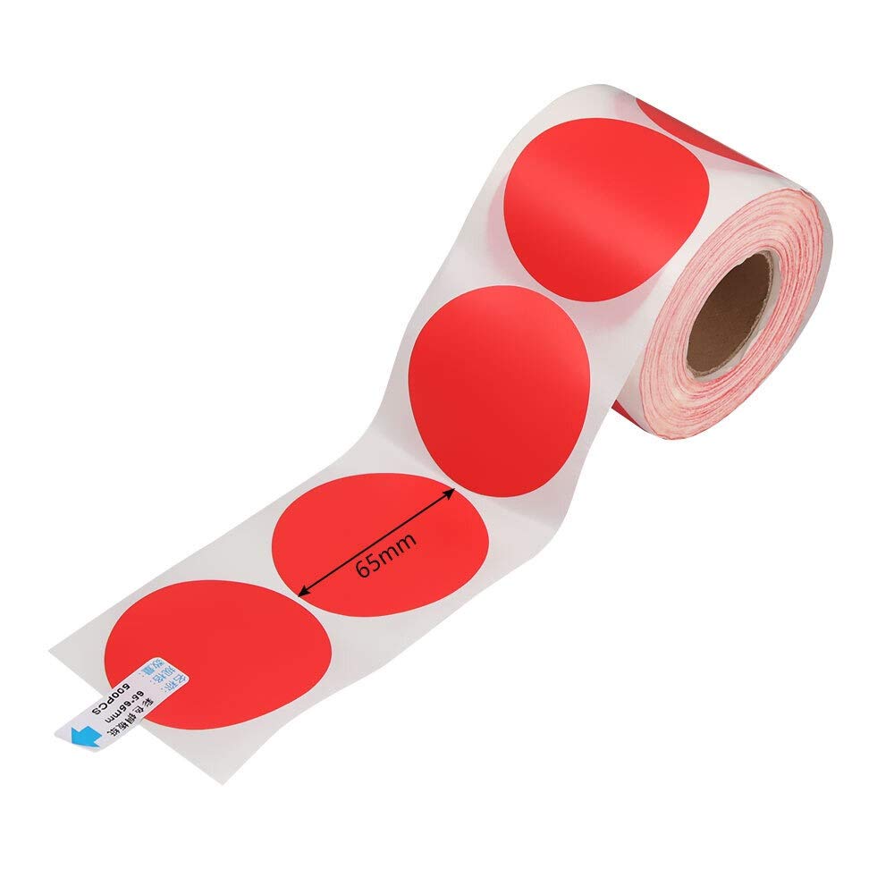 500Pcs colorati/Roll rotonda Dot Sticker Chroma Etichetta modifica in bianco Codice colore Etichette adesivi Pacchetto etichette di carta Cancelleria(Rot)