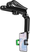 Sun Visor Car Phone Holder, 360° Rearview Phone Holder for Car Sun Visor, Retractable Car Phone Mount Compatible with iPhone/Android/Samsung