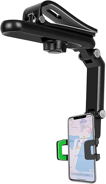 Pleoos Sun Visor Car Phone Holder, 360° Rearview Phone Holder for Car Sun Visor, Retractable Car Phone Mount Compatible with iPhone/Android/Samsung