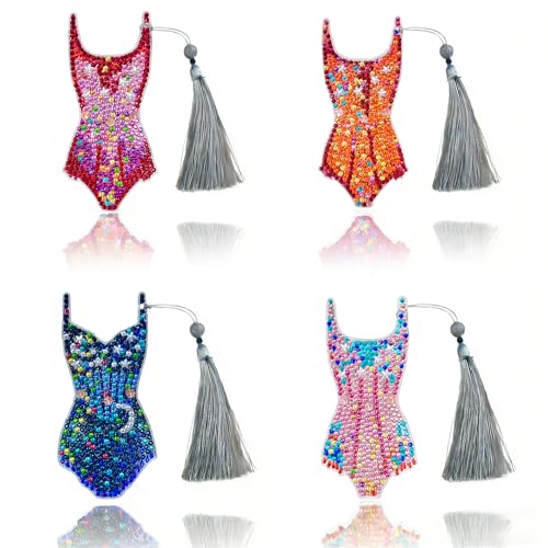 CuddleJunk Singer Diamond Painting Bookmarks 4 PCS Tour Concert Outfit Inspired Diamond Art Bookmark Sparkles Bodysuit Leotard Touring Musical Gift for Fans