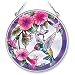 Amia Handpainted Glass Pink Morning Glory and Hummingbird Suncatcher, 4-1/2-Inch (7245)