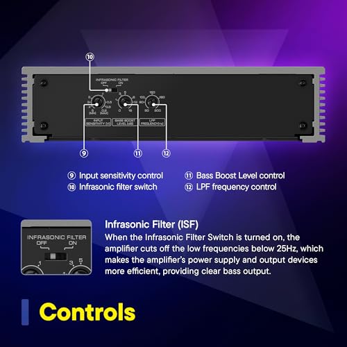 KENWOOD KAC-531 Class D Mono Power Amplifier – 1000W High-Efficiency Bass Amplifier with Adjustable Controls and Advanced Protection - Image 4