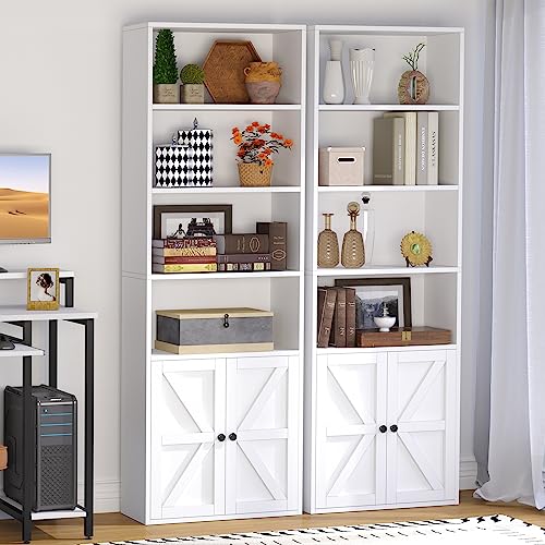 OneBlis 71.5" Bookshelf Set of 2, 6-Tier Bookcase with Cabinet Doors, Tall Display Shelves with Storage for Home Office, Living Room by OneBlis - Image 9
