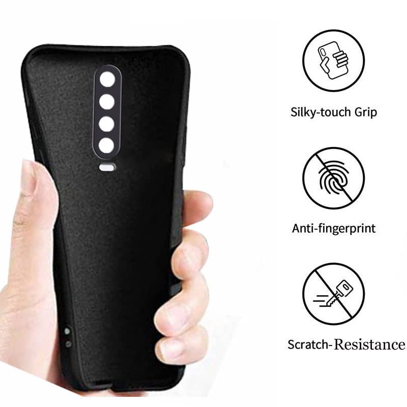 Image of A rtistque Liquid TPU Silicone Matte Shockproof Flexible with Camera Protection Soft Back Cover Case for Xiaomi Poco X2 - Black