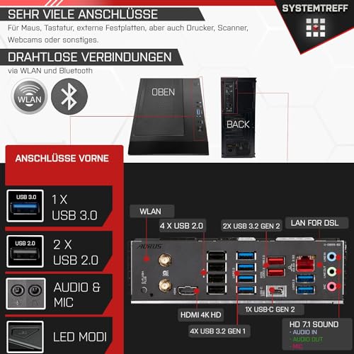 SYSTEMTREFF High-End Gaming PC AMD Ryzen 9 7900X 12x5.6GHz | Nvidia GeForce RTX 4090 24GB DX12 | 2TB M.2 NVMe + 2TB HDD | 32GB DDR5 RAM | WLAN Desktop Computer Rechner für Gamer, Zocker & Streamer – Bild 5