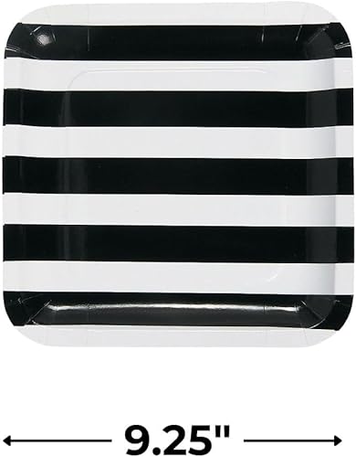 Miniatura 2 de Fun Express - Platos de papel cuadrados a rayas blancas y negras para bodas - Suministros de fiesta - Vajilla impresa - Platos y cuencos impresos -