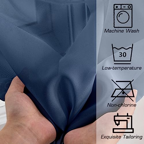 Image of Simplebrand Blue Sheer Curtains 96 Inches Long, Light Filtering Rod Pocket Solid Color Window Sheer Curtain Panels, Elegant Curtains & Drapes for Bedroom 2 Panels (Navy Blue, 42 inch W x 96 inch L)