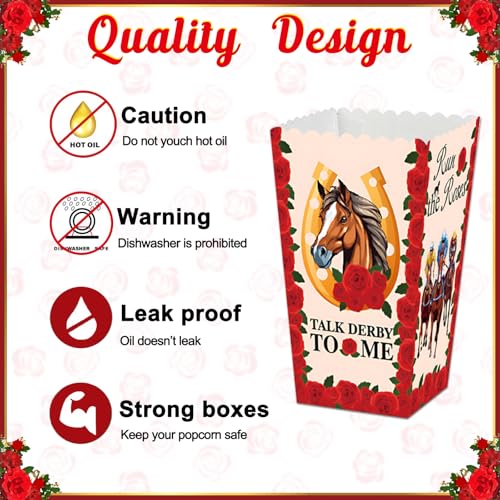 Image of 24 PCS Kentucky Horsing Racing Popcorn Boxes,Derby Party Supplies Snack Box Treat Candy Cookie Container for Horse Racing Theme Derby Table Decoration Supplies