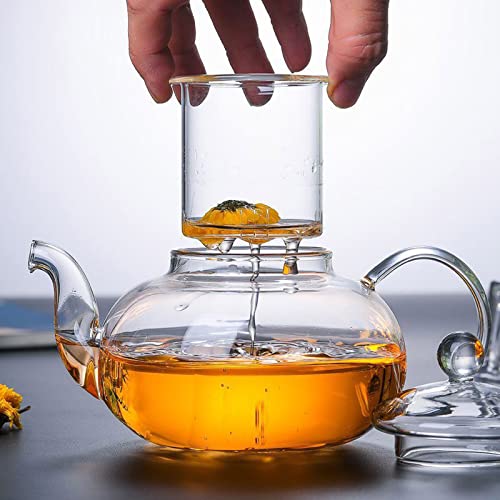 Miniatura 3 de Tetera De Cristal De Borosilicato, 600 Ml 20,3 Onzas, Con Filtro Para Té Suelto, Resistente Al Calor Y Microondas, Para Té Negro, Verde, De Frutas Y Perfumado
