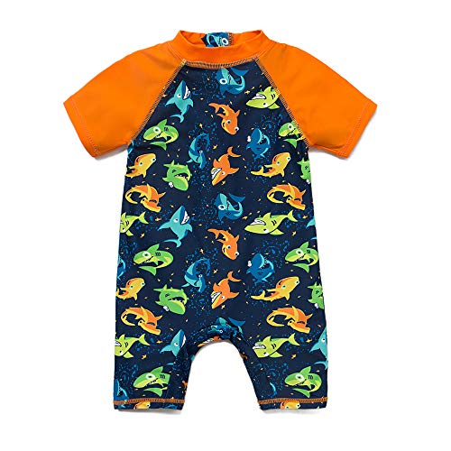 BONVERANO(TM Kids UPF 50+ Sun Protection S/S One Piece Zip Sun Suit (Shark3, 24-36 Months)