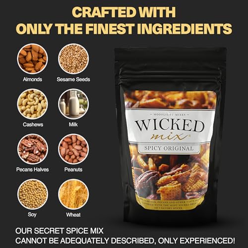 Image of Wicked Mix Snack Mix with Mixed Nuts - Sweet and Salty Snacks Trail Mix Snack Packs with Almonds, Cashews, Pretzels, Pecans - Healthy Snacks Zero Trans Fat in Resealable Bag (Original Mix, Pack of 3)