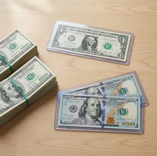 26 fundas rígidas transparentes para billetes, 6.5x2.8 pulg. miniatura 6