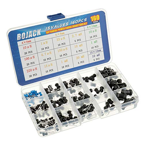 Bojack BJ-IDT15-160 15 Values 160 Pcs Inductor 10 Uh To 20 Mh Dip Radial Power Choke Inductors Assortment Kit thumb #1