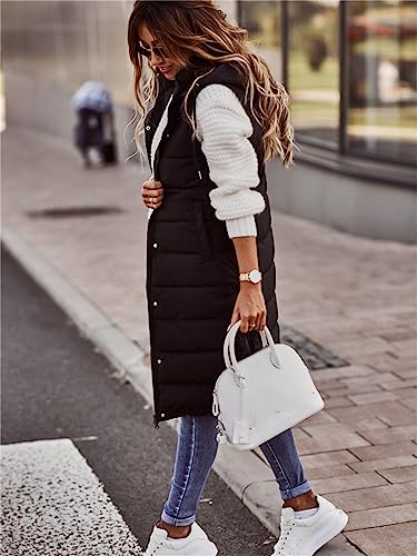 Womens Long Vest Puffer Sleveless Hoodies Quilted Vest Oversized Outdoor Puffer Down Coat Thickened Winter Warm Jacket2