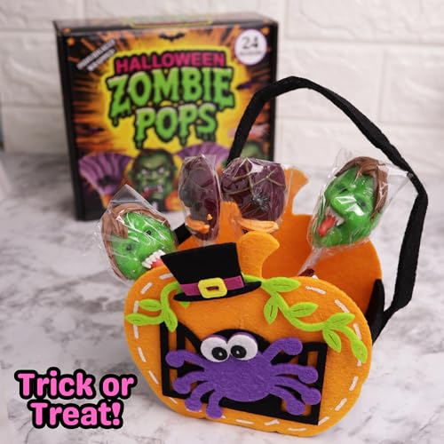 Zombie Halloween Lollipops, Individually Wrapped Candy, 24 Count | Zombie Face Design, Watermelon and Green Apple Flavored, Trick or Treat Candies, Haunted House Snacks, 10.16oz, 24 Pieces - image 4