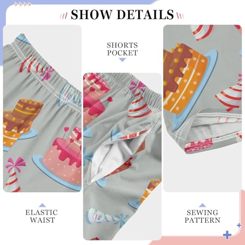 Boys' Pants Christmas Birthday Cakes Long Bottoms Jogger Pants Elastic Waist Trousers with Pockets S-XL4