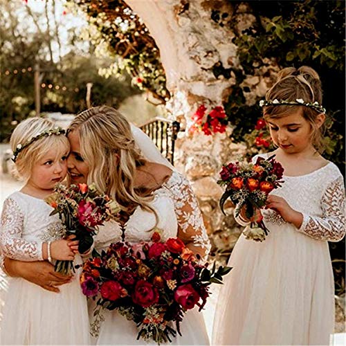 Image of Topmaker Flower Girl Dress for Toddler Baby Girls,Lace Tulle Dress for Wedding,Birthday Party,Photoshoot,Special Occasion