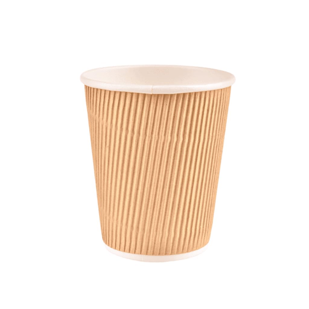 500 x 12oz Kraft Ripple Triple Wall Paper Cups