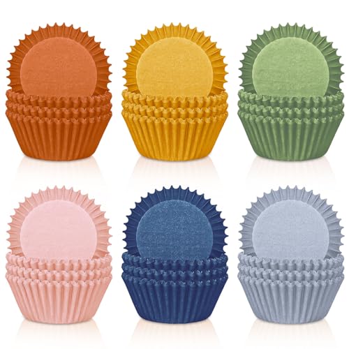 JarThenaAMCS 300Pcs Neutral Color Cupcake Liners Boho Baking Cups Solid Color Cupcake Wrappers Holders Muffin Liners for Baby Shower Birthday Wedding Party Decor