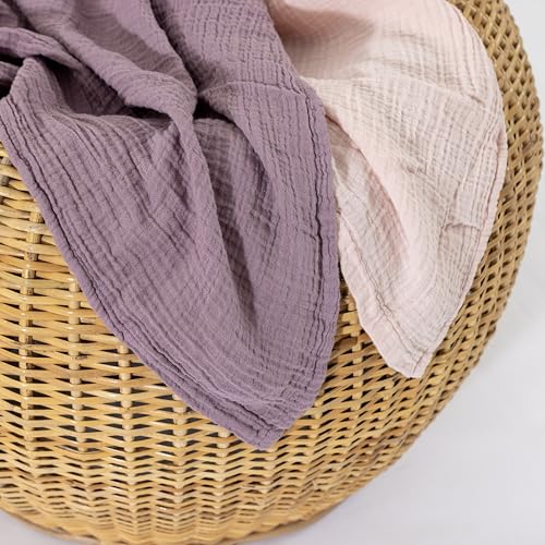 Image of Dreamology Muslin Swaddle Blankets for Newborn,2 Pack,Cotton Blankets for Boys,Girls,100% Cotton,Soft and Breathable Baby Receiving Blankets Baby Boy,Girl, 44x44 Swaddle Blanket | Purple and Pink