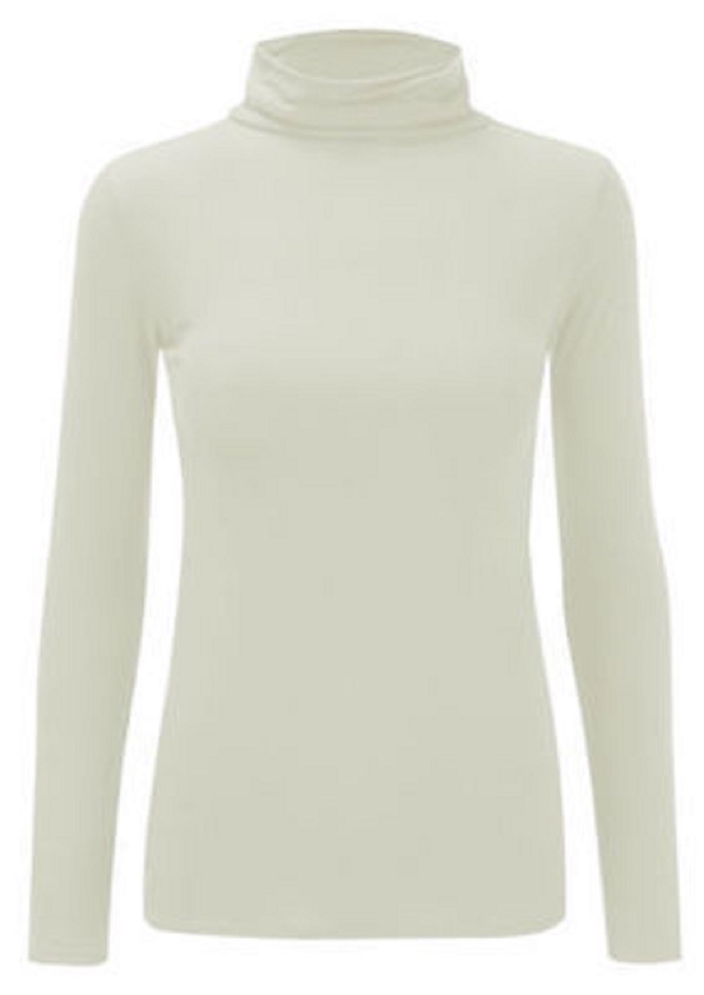 METLUQ M0D4 Ladies Plain Polo Long Sleeve Roll Neck Turtle Jumper Top 8-26 (Cream, UK 24-26 XXXL)