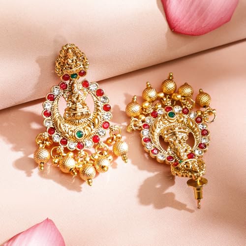 Image of Rubans Gold Plated Temple Necklace Set Traditional Statement Jewellery Gift for Women & Girls