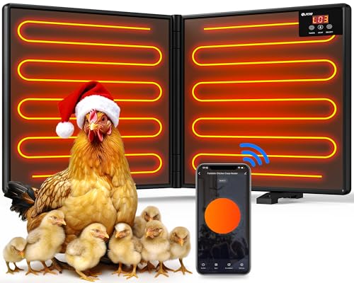 Chicken Coop Heater for Winter with Remote APP Control, 30''x12'' Large Foldable Chicken Heaters Warmer Inside Coop with Adjustable Timer Temp, 180W Safe Flat Panel Radiant Heater for Chickens Coops