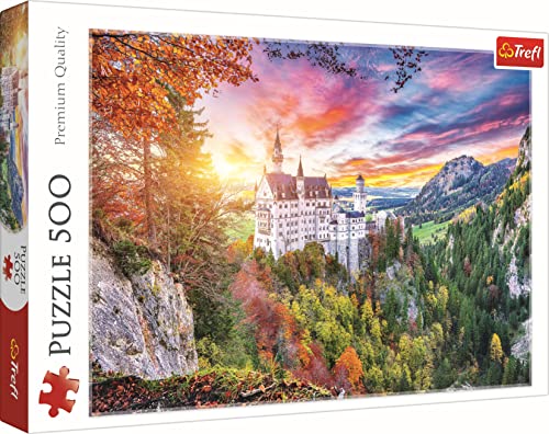 Trefl 500 Piezas-Paisaje, Bosque, Baviera, Entretenimiento Creativo, Diversión, Rompecabezas Clásicos para Adultos y niños 10+ Puzzle, Color Vista del Castillo de Neuschwanstein, Alemania (37427)