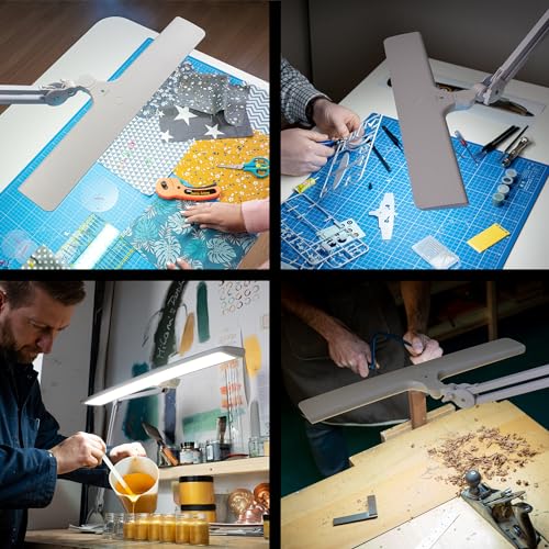 Image of Daylight Company Lumi Task Lamp,+95 CRI, 4000 Lux,Craft Light, Super Bright Desk Lamp, Touch Dimmable, 2 Brightness Levels, Ideal Table Light, Drawing Lamps - Metal - 15 W