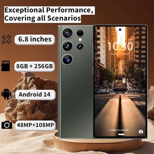 Image of C24 Ultra Unlocked Phone, 8GB+256GB Large Storage Cell Phone, Android 14 Smart Phone, 6800 mAh Battery Unlockedphone, 6.8-inch, 5G Dual SIM [Works with T-Mobile, AT&T, Verizon] Light Green
