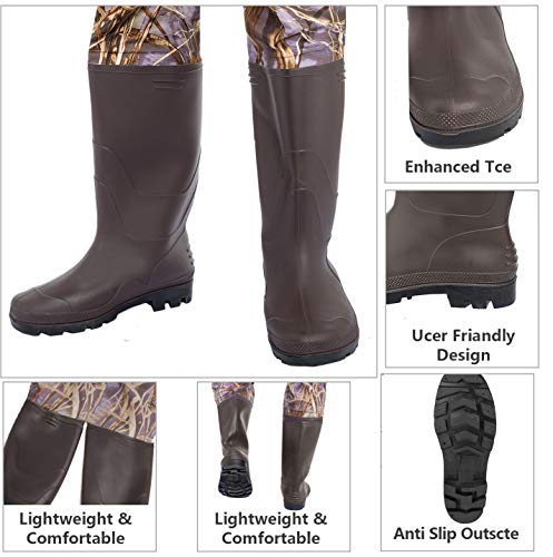 KOMEX Chest Waders Upgrate Fishing Boots Waders Hunting Bootfoot with Wading Belt Waterproof Boots Breathable Nylon and PVC Wading Boots for Men and Women (