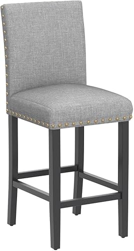 Miniatura 4 de DAGONHIL 24 inch Bar Stools Set of 4, Counter Height Bar Stools with Backs, Nail Head Barstools with Wood Legs, Upholstered Kitchen Island Chairs,