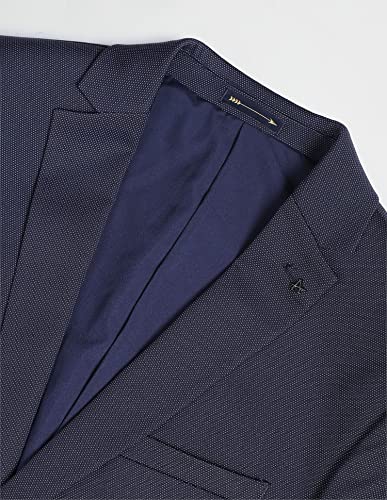 Image of Arrow Patterned Weave Slim Fit Two Piece Suit Navy