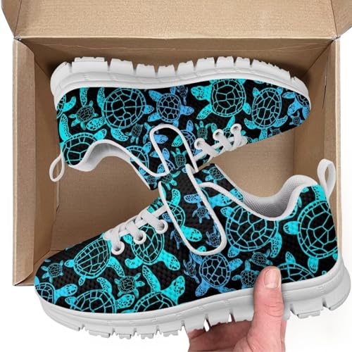 Girls Shoes Non Slip Lightweight Breathable Comfortable Sport Walking Athletic Running Tennis Sneakers (Little Kid) White Sole Turtle Pattern2