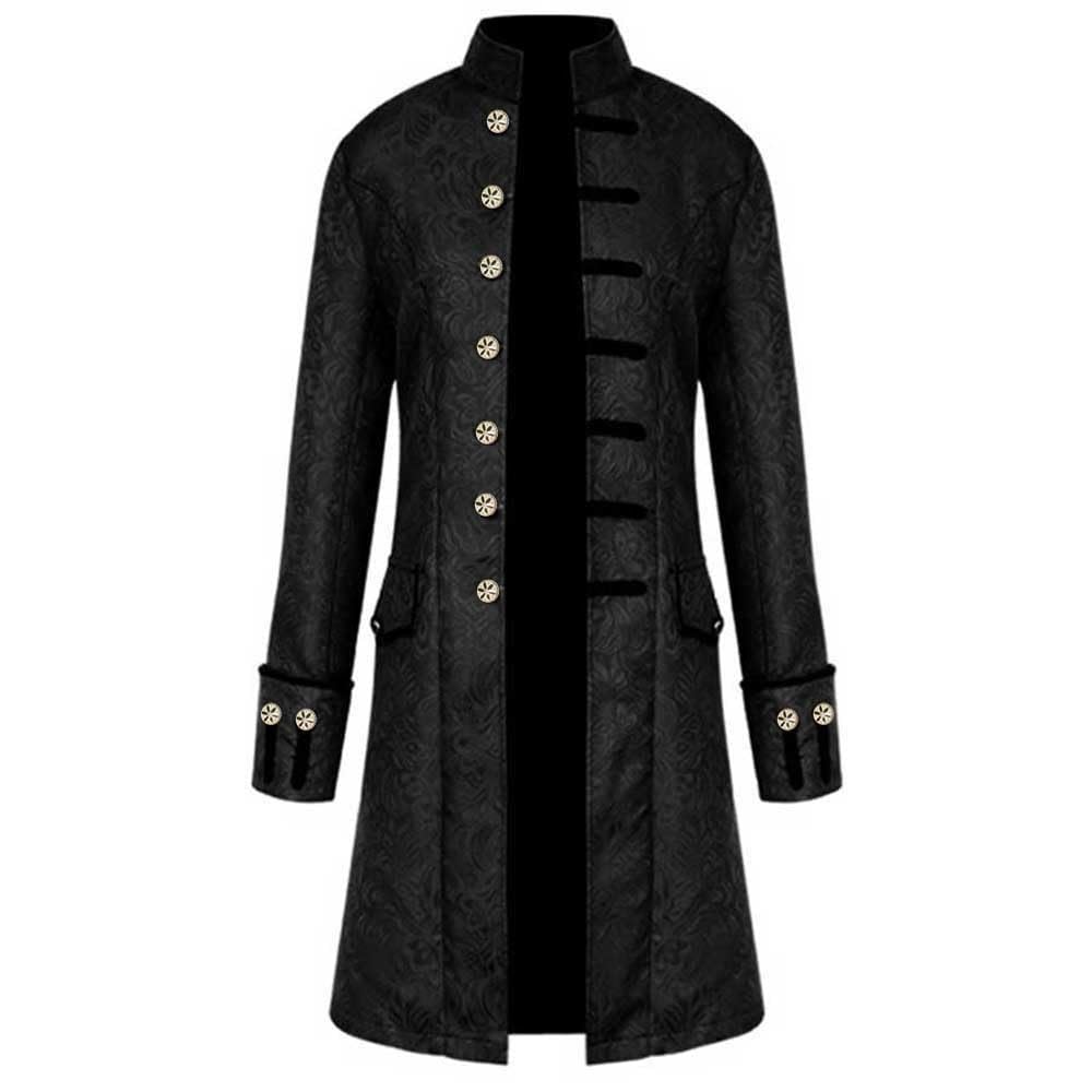 COOFANIN Gothic Halloween Costumes Men UK Sales Clearance Adult Halloween Costumes for Men Winter Overcoat Men Long Black Trench Coat Men Costume Costume Halloween Steampunk Sexy Vampire Costume Men