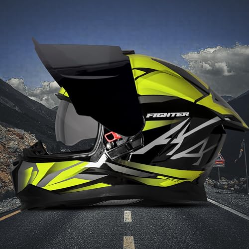 Steelbird SBH-57 Fighter F4 Full Face Helmet Glossy Black Fluo Yellow - Image 5