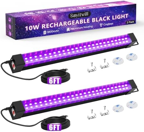 2x Applique murale sans fil noir intérieur, 10000mAh rechargeable, 140CM, avec