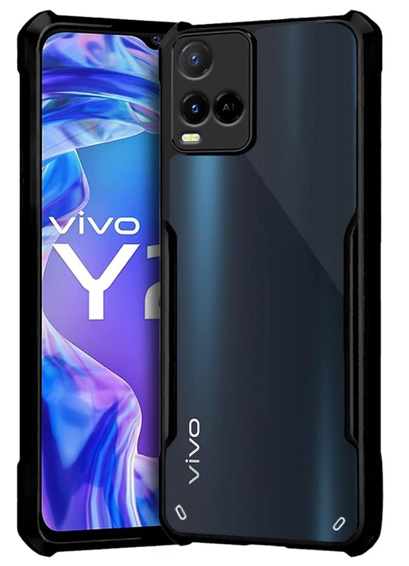 Gorilion for [ Vivo Y21a / Y21t / Y21e / Y21g ] Crystal Clear Acrylic Back Cover Case for [ Vivo Y21a / Y21t / Y21e / Y21g ] | 360 Degree Protection | Black Bumper - Transparent