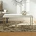 Walker Edison Mid Century Modern Marble Gold Rectangle Coffee Table Living Room Accent Ottoman Storage Shelf, 42 Inch, Marble and Gold