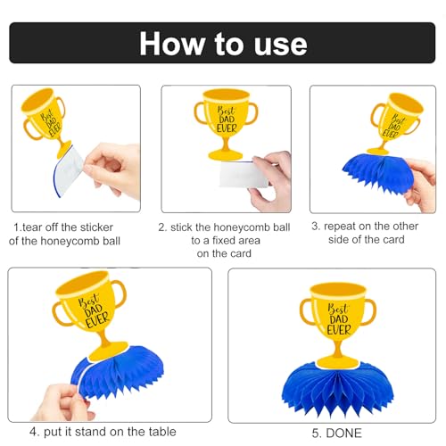 Image of Happy Father's Day Table Decorations Honeycomb Centerpieces, 3D Double Side Father's Table Decor Party Supplies for Dad(9 Pieces）