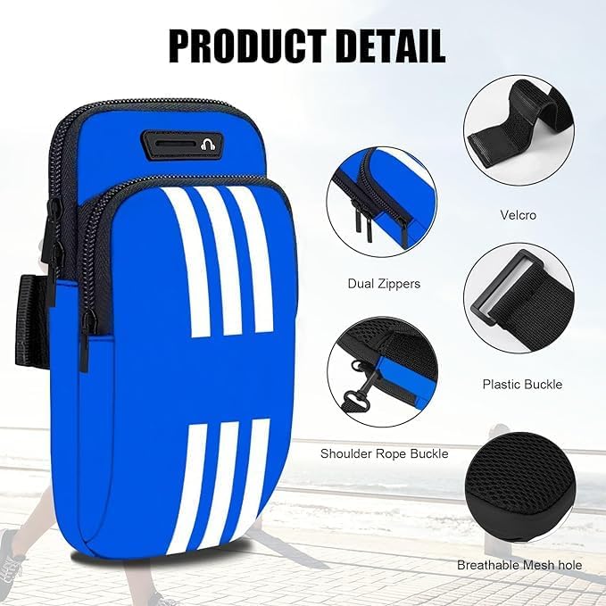 Miniatura 4 de Paquete de 2 soportes para teléfono para correr, brazaletes para teléfono celular, monederos pequeños para mujeres, bolsas cruzadas para niños y