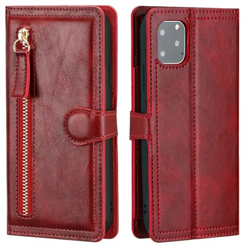 Étui portefeuille iPhone 16 Pro rouge avec rabat magnétique et design simple