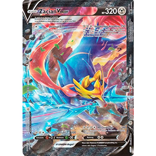 Pokémon-stora kort på tyska, Pokémonkort stort XXL, Jumbo GX, VMAX, Holo, V-kort, Pokémon-kort, officiell Pokémon stora kort, tyska (Zacian V-Union)
